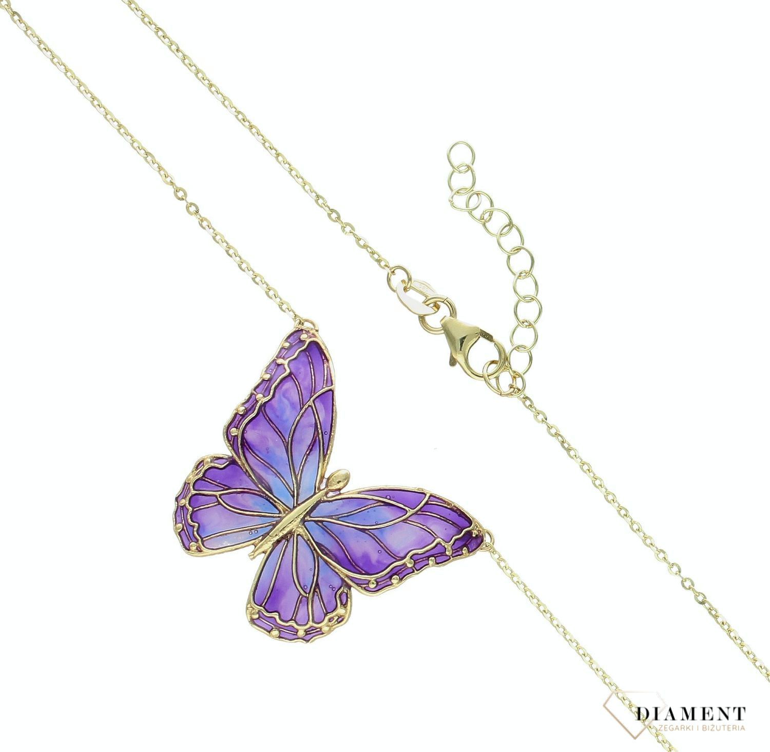 Złoty naszyjnik damski 585 emaliowany motyl NA 3477 (3).jpg